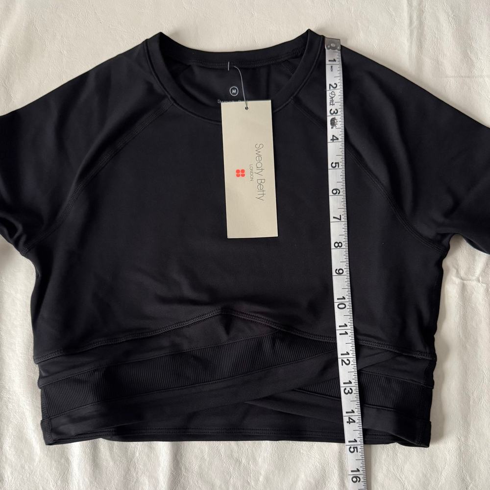 New Sweaty Betty All Day Wrap Waist Long Sleeve Top in Black Size M - Picture 12 of 12